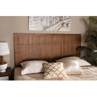 Baxton Studio MG9746-Ash Walnut-HB-King Baxton Studio Monroe Modern Transitional and Rustic Ash Walnut Finished Wood King Size Headboard